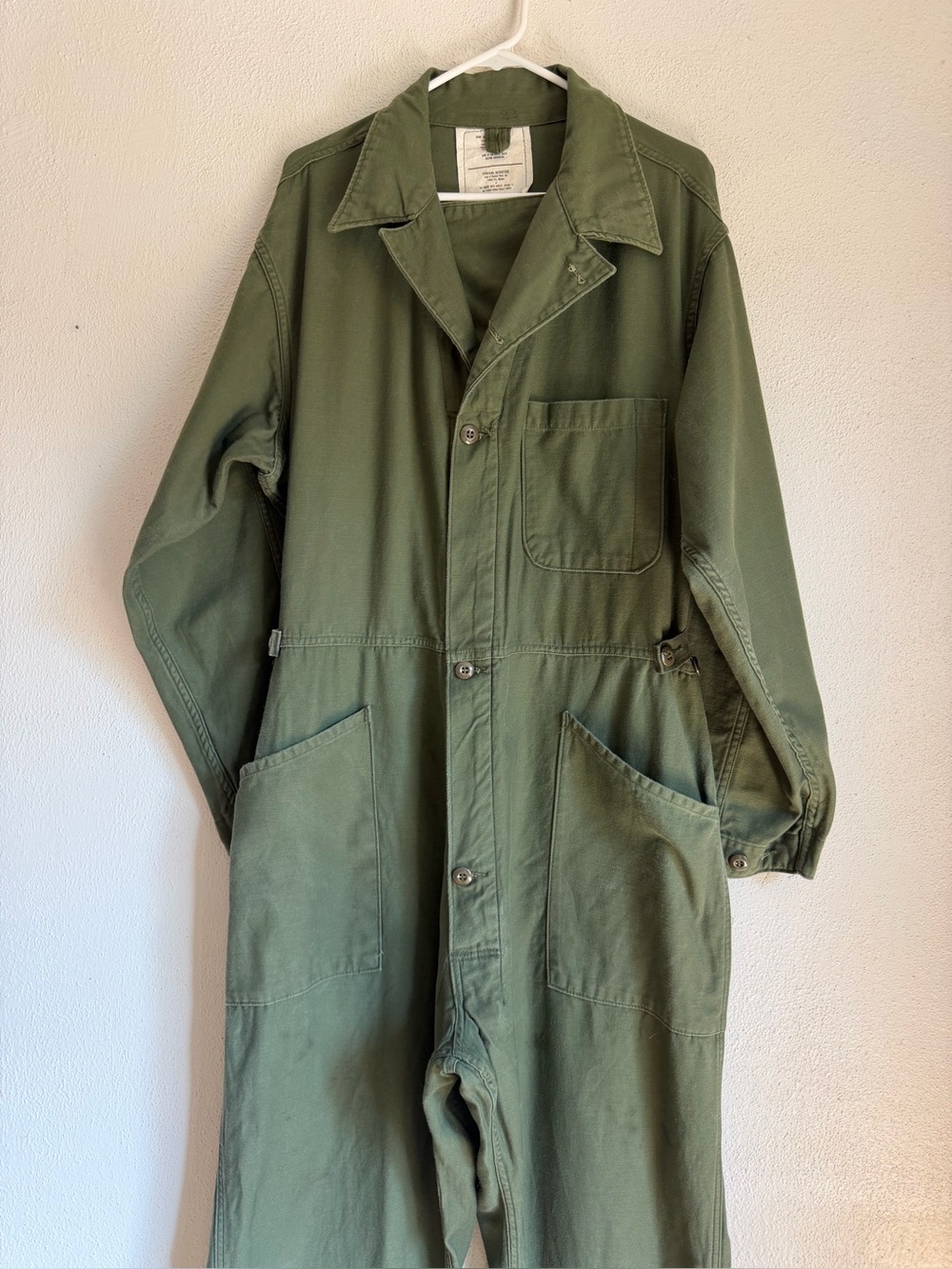 Vintage U.S. Military Coveralls Mens XL Type 1 OG-107 Army Green Sateen 1980s